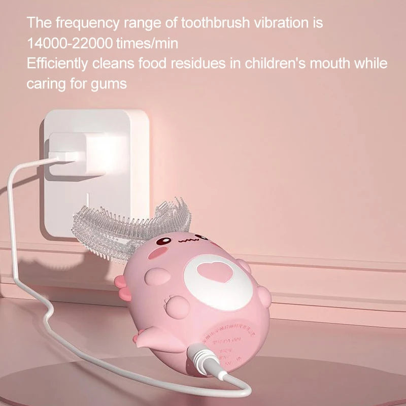 Kids U-shaped Sonic Electric Toothbrush Children Silicon Toothbrush 360 Degrees Smart Tooth Brush Teeth Whitening for Waterproof - mariaestalocashop