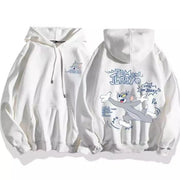 cute cartoon cat print hoodie women fashion winter autumn mouse tops