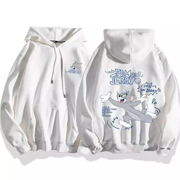 cute cartoon cat print hoodie women fashion winter autumn mouse tops