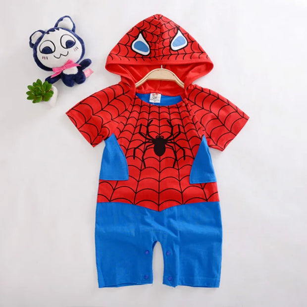 Summer Spring Newborn Baby Boys Rompers Cartoon Spider Man Print Infan