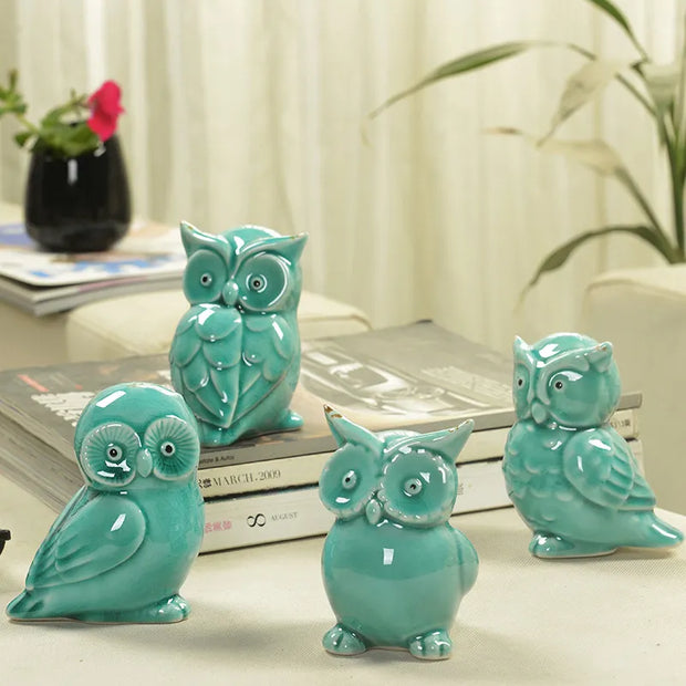 Ceramic handicrafts modern owls statue living room animal ornaments ow