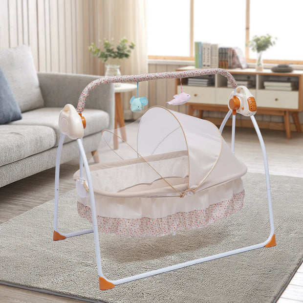 3 Colors Bluetooth Electric Auto Swing Bed Baby Cradle Safe Crib Infant Rocker W/ MP3 Music Soothing Artifact Bassinet