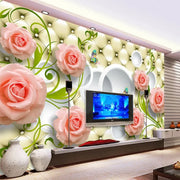 Custom Photo Wallpaper Rose Leather 3D Mural Wall Paper For Living Roo