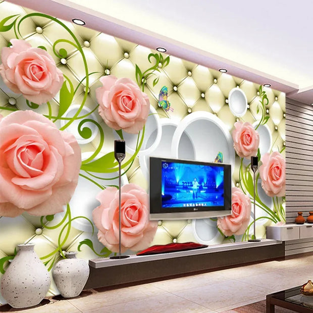 Custom Photo Wallpaper Rose Leather 3D Mural Wall Paper For Living Roo