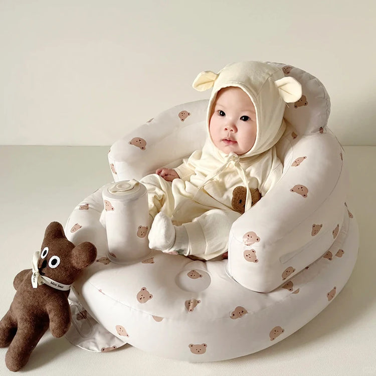 Infant Shining Baby Inflatable Sofa Children Puff Portable Bath Chairs PVC Multifunctional Seat Practice Sitting Bath Stool - mariaestalocashop