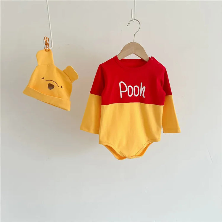 Spring Newborn Baby Rompers Sock Hat 3pcs Set Cartoon Mickey Mouse Poo