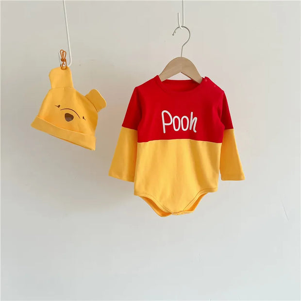 Spring Newborn Baby Rompers Sock Hat 3pcs Set Cartoon Mickey Mouse Poo