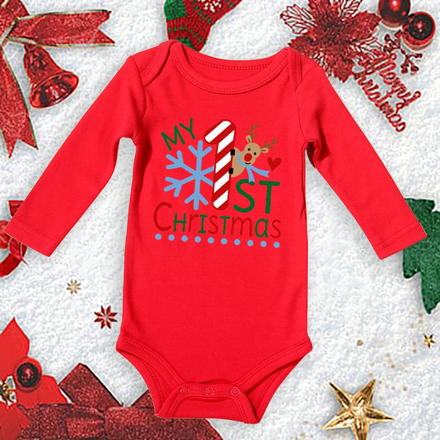 My First c Toddler Girl Red Long Short Romper Jumpsuit Outfit Christmas Gifts