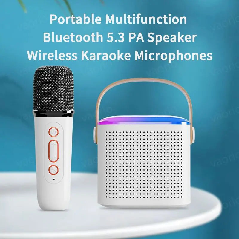 Portable Wireless Dual Microphone Karaoke Machine Bluetooth PA Speaker KTV DSP System HIFI Stereo Sound RGB Colorful LED Lights - mariaestalocashop