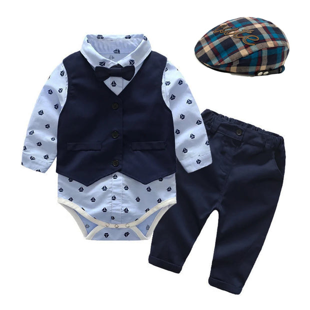 Baby Boy Clothing Sets Infants Newborn Boy Clothes Long Sleeve Tops+Ve