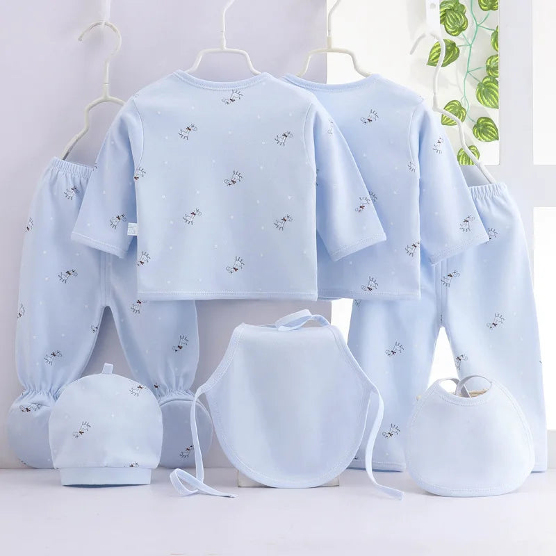 7Piece Spring Newborn Baby Stuff Toddler Clothes Cartoon Cute Cotton T-shirt+Pants+Hats Infant Boys Girls Clothing Set BC316 - mariaestalocashop