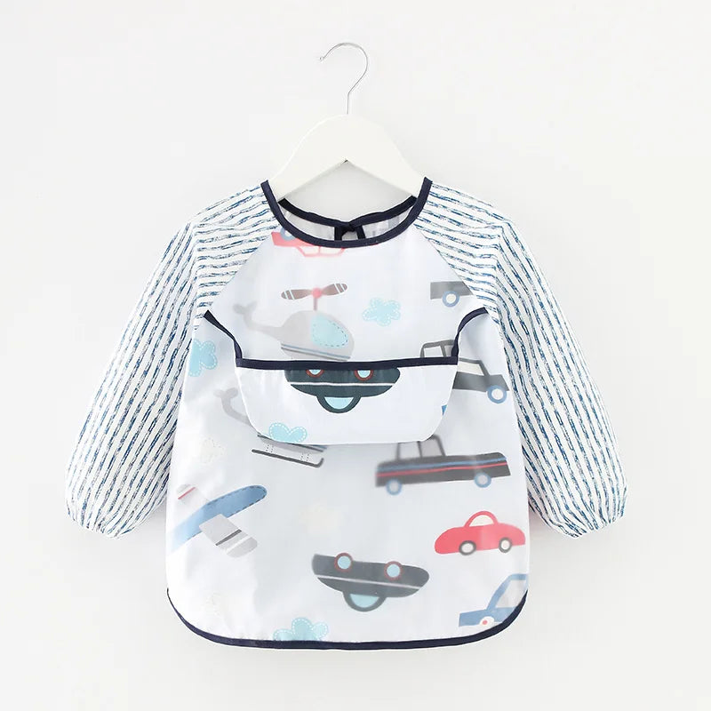 0-2Years Newborn Baby Bibs Blouse Waterproof Long-sleeved Reverse Dressing Infant Eating Clothes Apron Bib Protective Clothing - mariaestalocashop