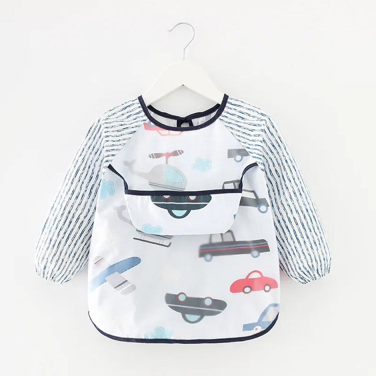 0-2Years Newborn Baby Bibs Blouse Waterproof Long-sleeved Reverse Dressing Infant Eating Clothes Apron Bib Protective Clothing - mariaestalocashop