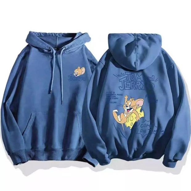 cute cartoon cat print hoodie women fashion winter autumn mouse tops