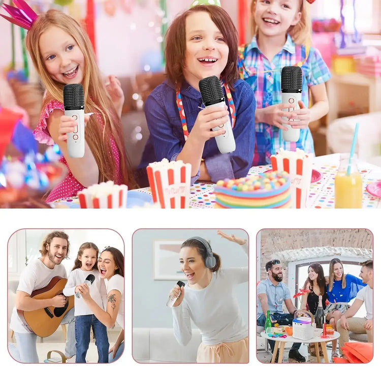 Portable Wireless Dual Microphone Karaoke Machine Bluetooth PA Speaker KTV DSP System HIFI Stereo Sound RGB Colorful LED Lights - mariaestalocashop