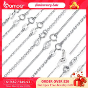BAMOER Classic Basic Chain 100% 925 Sterling Silver Lobster Clasp Adjustable Necklace Chain Fashion Jewelry for Women