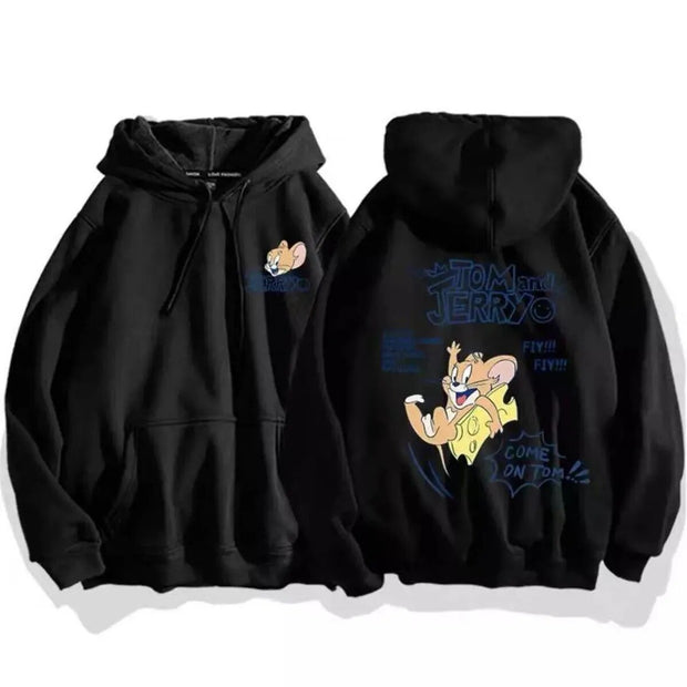 cute cartoon cat print hoodie women fashion winter autumn mouse tops