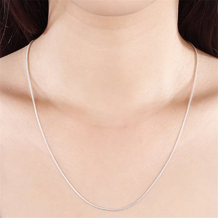 Sterling Silver Chain Fashion Sliver Necklace High Quality Snake Chain For Men And Women - mariaestalocashop