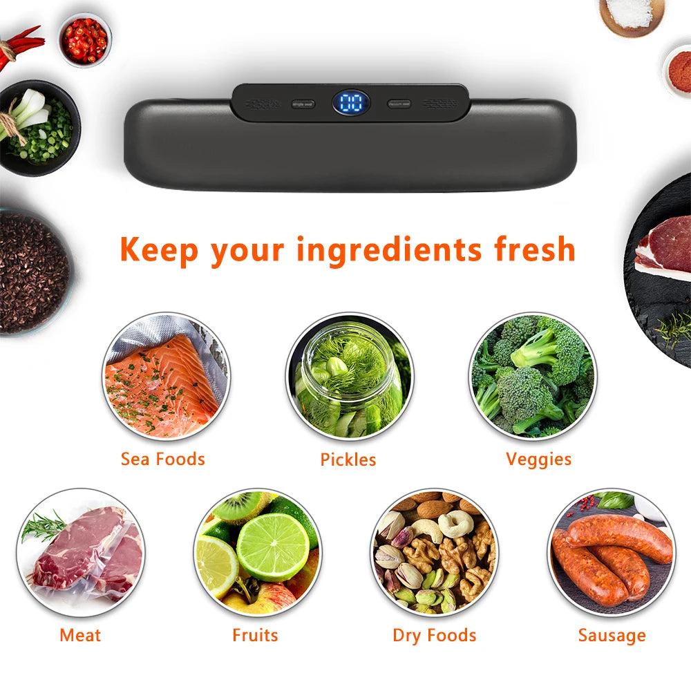 saengQ Vacuum Sealer Packaging Machine Food Vacuum Sealer With Free 10pcs Vacuum bags Household Vacuum Food Sealing - mariaestalocashop