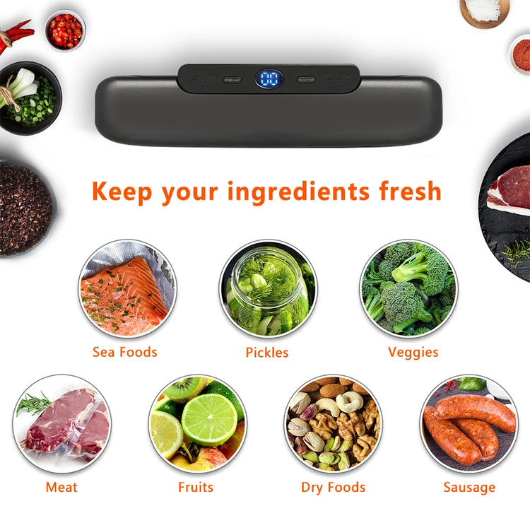 saengQ Vacuum Sealer Packaging Machine Food Vacuum Sealer With Free 10pcs Vacuum bags Household Vacuum Food Sealing - mariaestalocashop