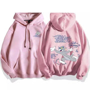 cute cartoon cat print hoodie women fashion winter autumn mouse tops