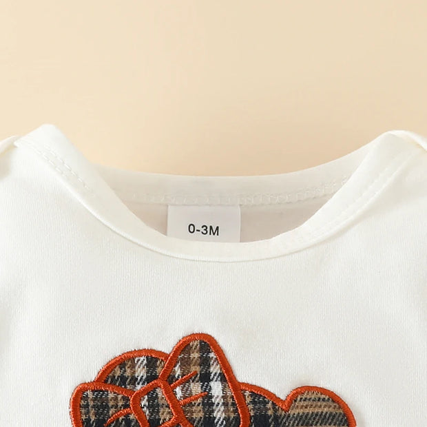 Newborn Baby Girl Clothes 3PCS Set Cartoon Bear Embroidery Long Sleeves Bodysuit Plaid Skirt Suit Infant Baby Costume 0-18 Month