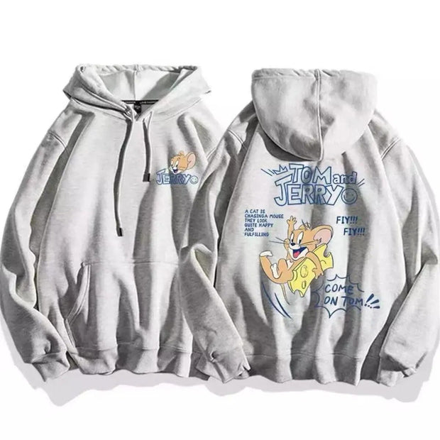 cute cartoon cat print hoodie women fashion winter autumn mouse tops