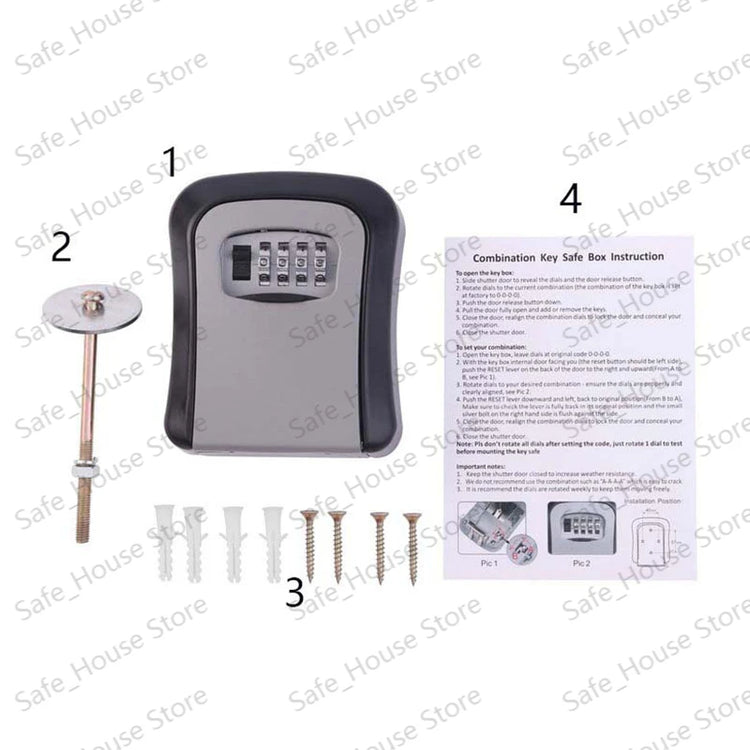 Wall Mount Key Lock Box 4 Digit Password Code Security Lock No Key for Home Office Key Safe Secret Storage Box Organizer - mariaestalocashop