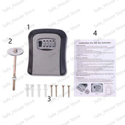 Wall Mount Key Lock Box 4 Digit Password Code Security Lock No Key for Home Office Key Safe Secret Storage Box Organizer