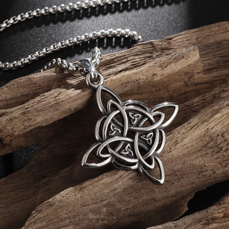 Witch Knot Necklace Stainless Steel Magic Knot Pagan Witchcraft Symbols Pendant Celtic Knot Necklace Jewelry Gifts for Women - mariaestalocashop