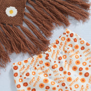 Baby Girls Pants Set, Tie-up Halterneck Tasseled Irregular Hem Knit Vest with Flare Pants