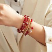 Bohemian crystal tassel multi-layer elastic rope bracelet, handmade beaded bracelet, women's fashion accessories
