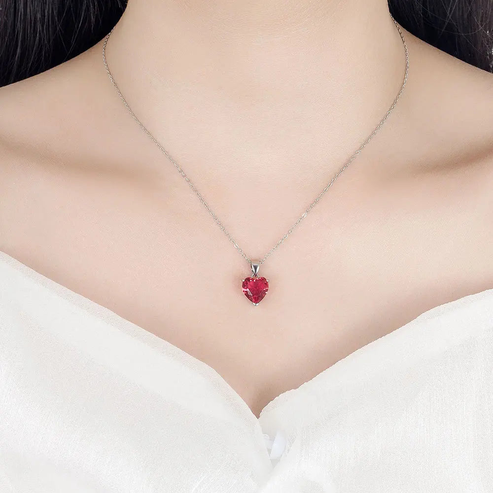 Sterling Silver Jewelry Sets For Women Heart Zircon Ring Earrings Necklace Wedding Bridal Elegant Christmas Free Shipping - mariaestalocashop