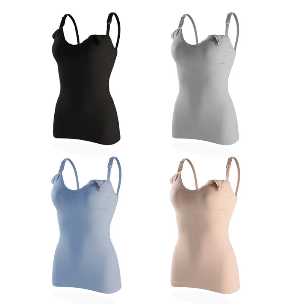 24-35Y Summer Solid Clolor Sleeveless Nursing Clothes Women Pregnant Tank Top Plus Size Maternity Clothing Breastfeeding Vest - mariaestalocashop