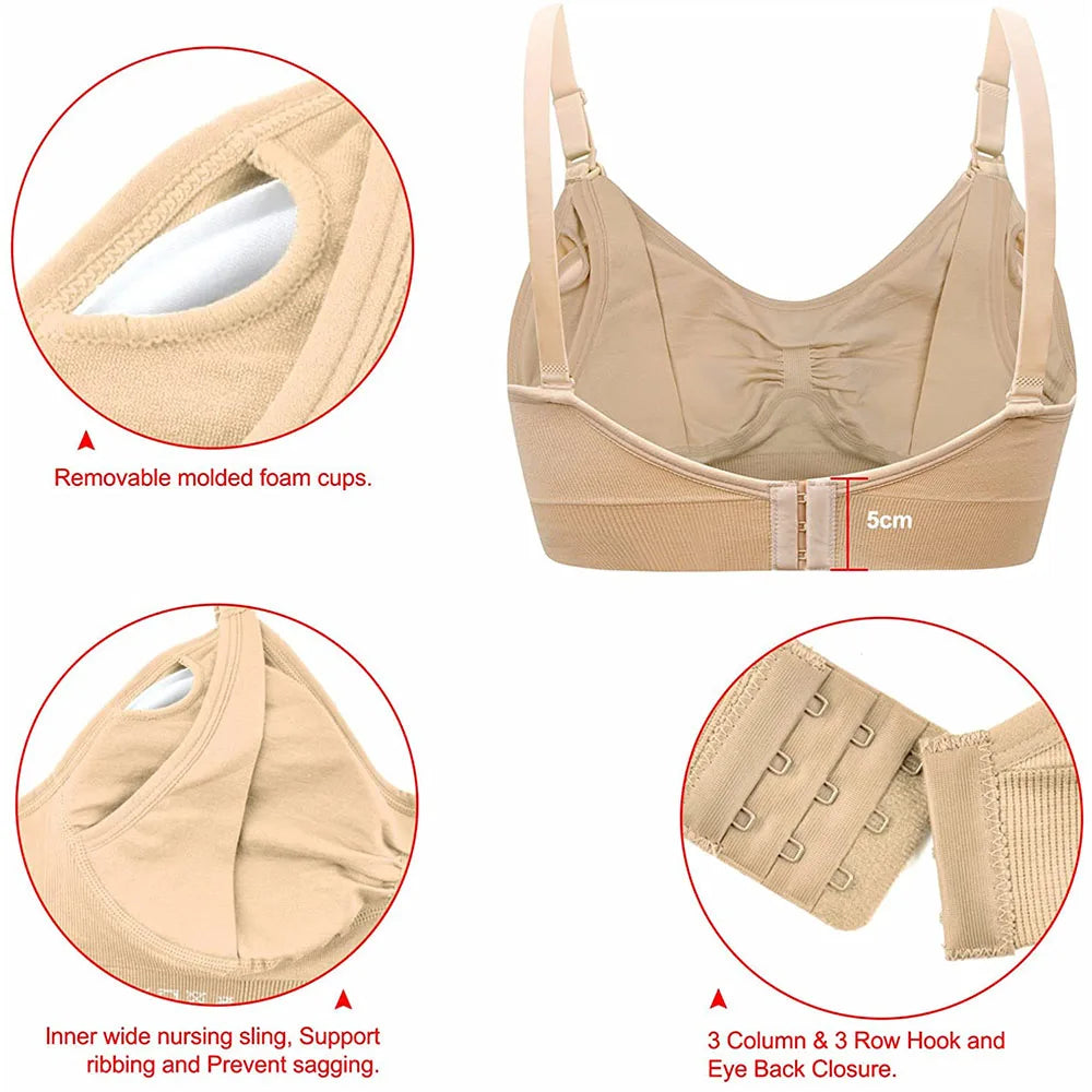 Breastfeeding Bras Maternity Nursing Bra for Feeding Nursing Underwear Clothes for Pregnant Women Wirefree Breathable Bra - mariaestalocashop