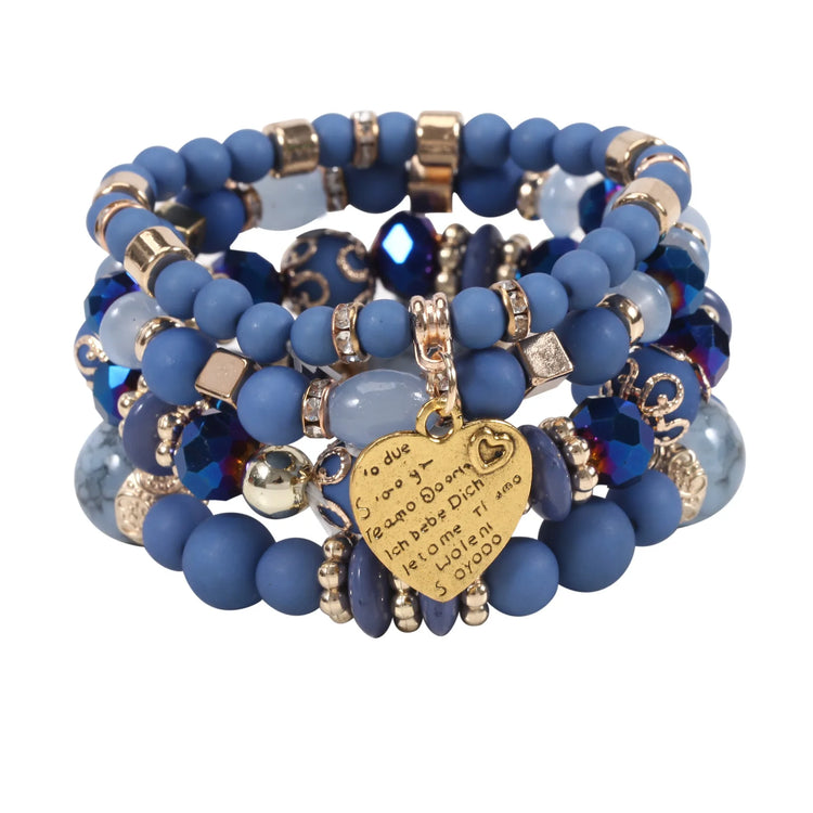 Love Pendant Crystal Beaded Bracelet Retro EthnicBracelet Personalized Women's Fashion Bracelet Jewelry - mariaestalocashop