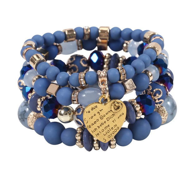 Love Pendant Crystal Beaded Bracelet Retro EthnicBracelet Personalized Women's Fashion Bracelet Jewelry