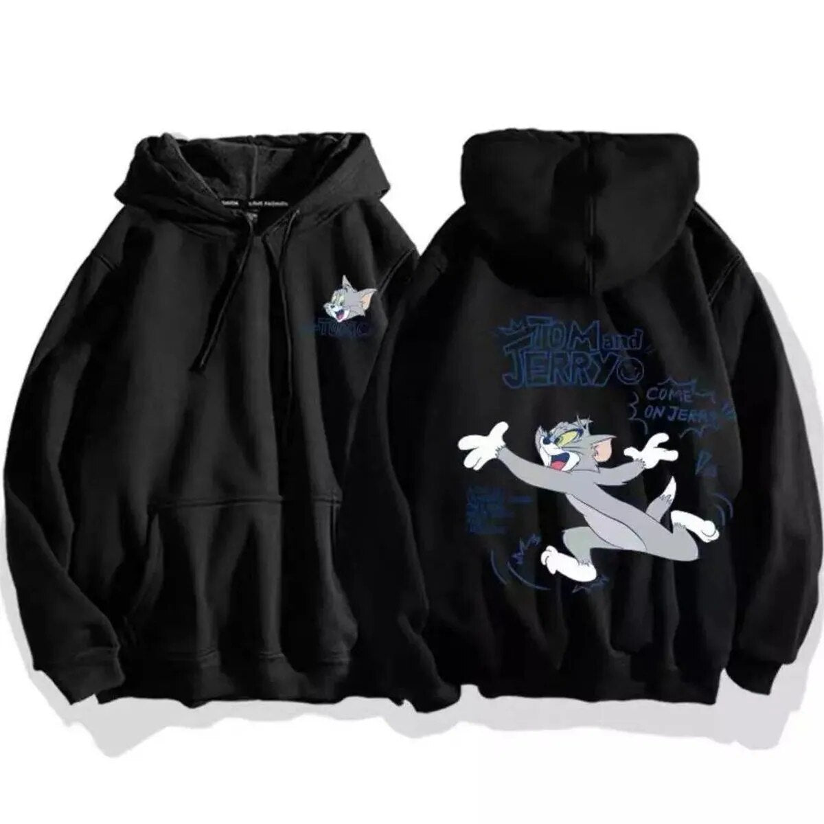 cute cartoon cat print hoodie women fashion winter autumn mouse tops