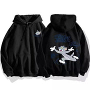 cute cartoon cat print hoodie women fashion winter autumn mouse tops