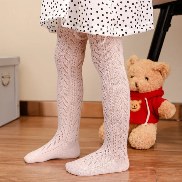 Summer Girls Stockings Hollow Bow Tights For Kids Fishnet Clothing Tod