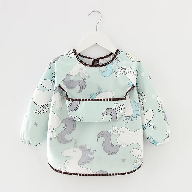 0-2Years Newborn Baby Bibs Blouse Waterproof Long-sleeved Reverse Dressing Infant Eating Clothes Apron Bib Protective Clothing - mariaestalocashop