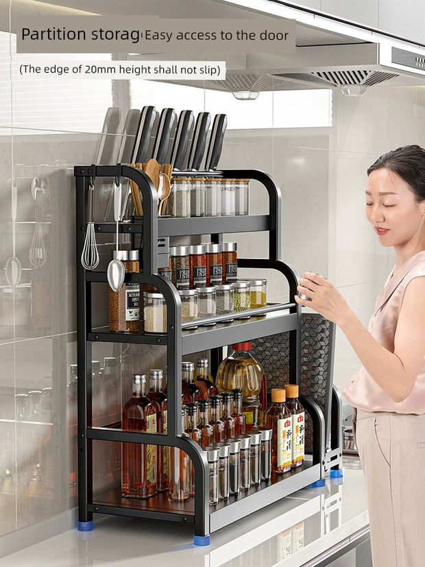 Kitchen Seasoning Storage Rack Chopsticks Knife Rack Table Multi-Functional Seasoning Kitchenware Storage Rack Multi-Layer Shelf
