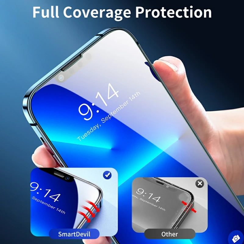 4PCS 60D Full Cover Protective Glass For IPhone 15 11 X XR XS MAX 6 7 8 Plus Screen Protectors On iPhone 13 12 Mini 14 Pro Glass - mariaestalocashop