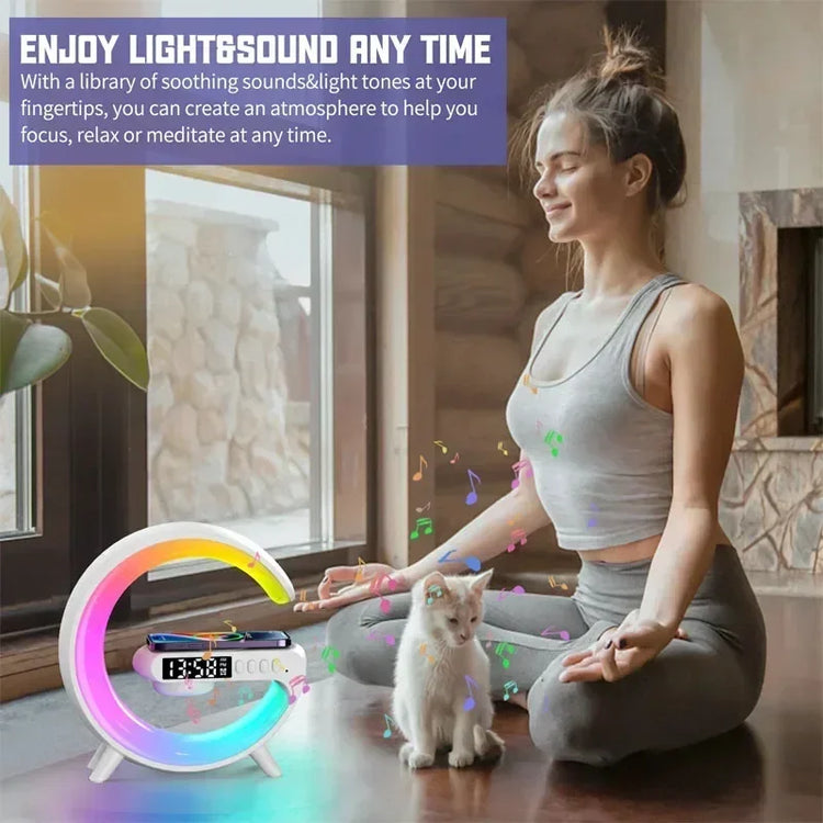 Multifunction Wireless Charger Pad Stand Speaker TF RGB Night Light 15W Fast Charging Station for iPhone Samsung Xiaomi Huawei - mariaestalocashop