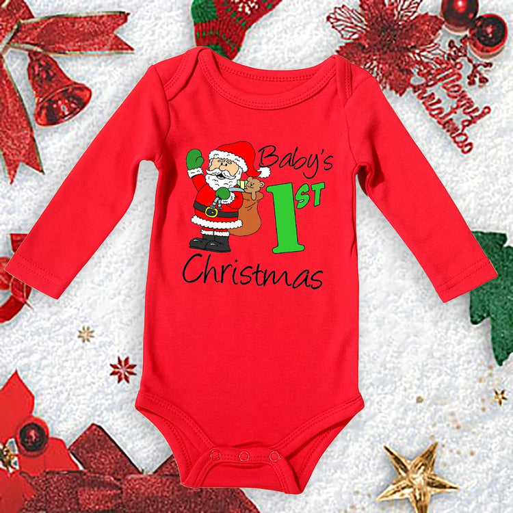 My First c Toddler Girl Red Long Short Romper Jumpsuit Outfit Christmas Gifts - mariaestalocashop
