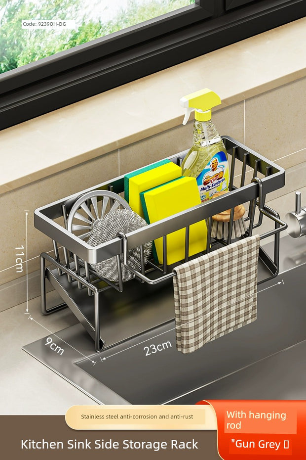 kitchen rack rag storage drain rack punch-free household seasoning    