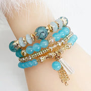 Bohemian crystal tassel multi-layer elastic rope bracelet, handmade beaded bracelet, women's fashion accessories
