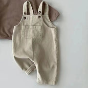 spring toddler baby boys girls solid corduroy suspander romper sof    
