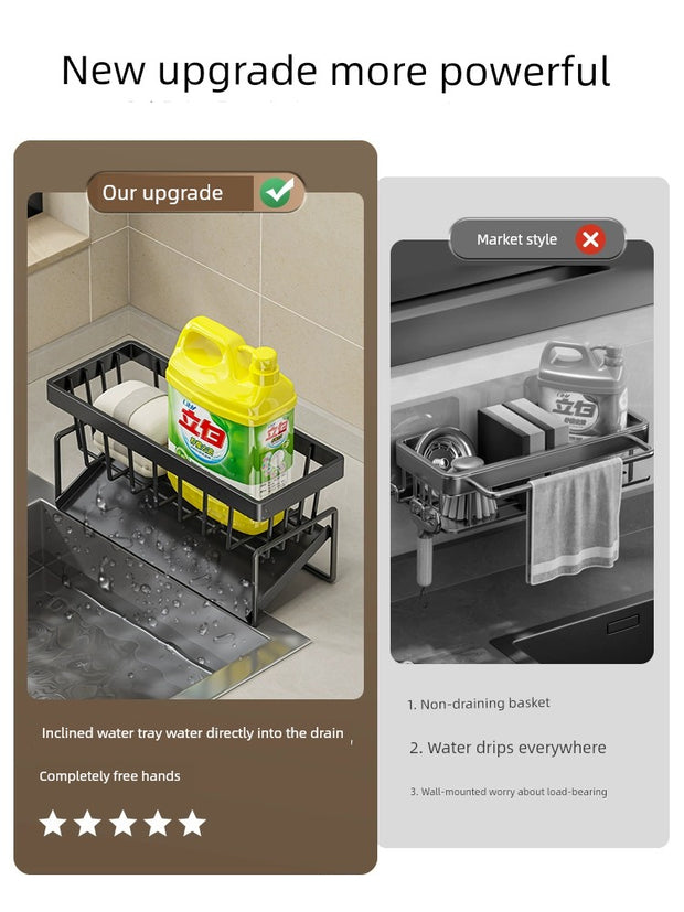 kitchen rack rag storage drain rack punch-free household seasoning    