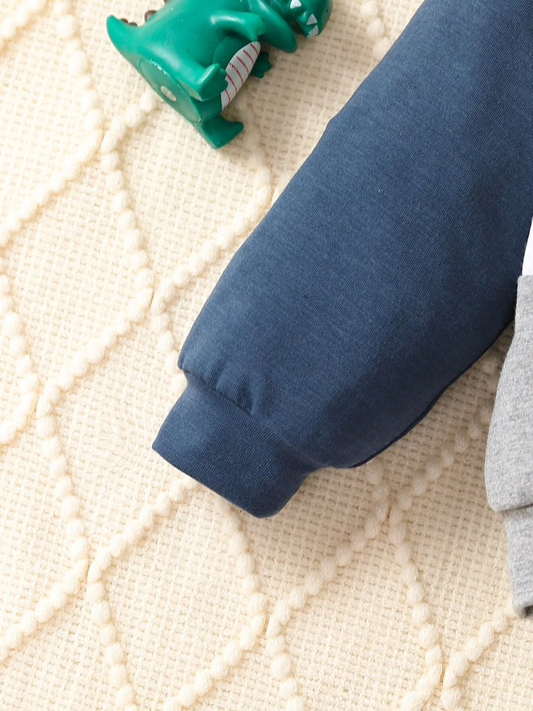 Newborn BabySpring and Autumn Boy Splicing Color Contrast Long Sleeves and Pants Leisure Outdoor Sports Suit Breathabl - mariaestalocashop